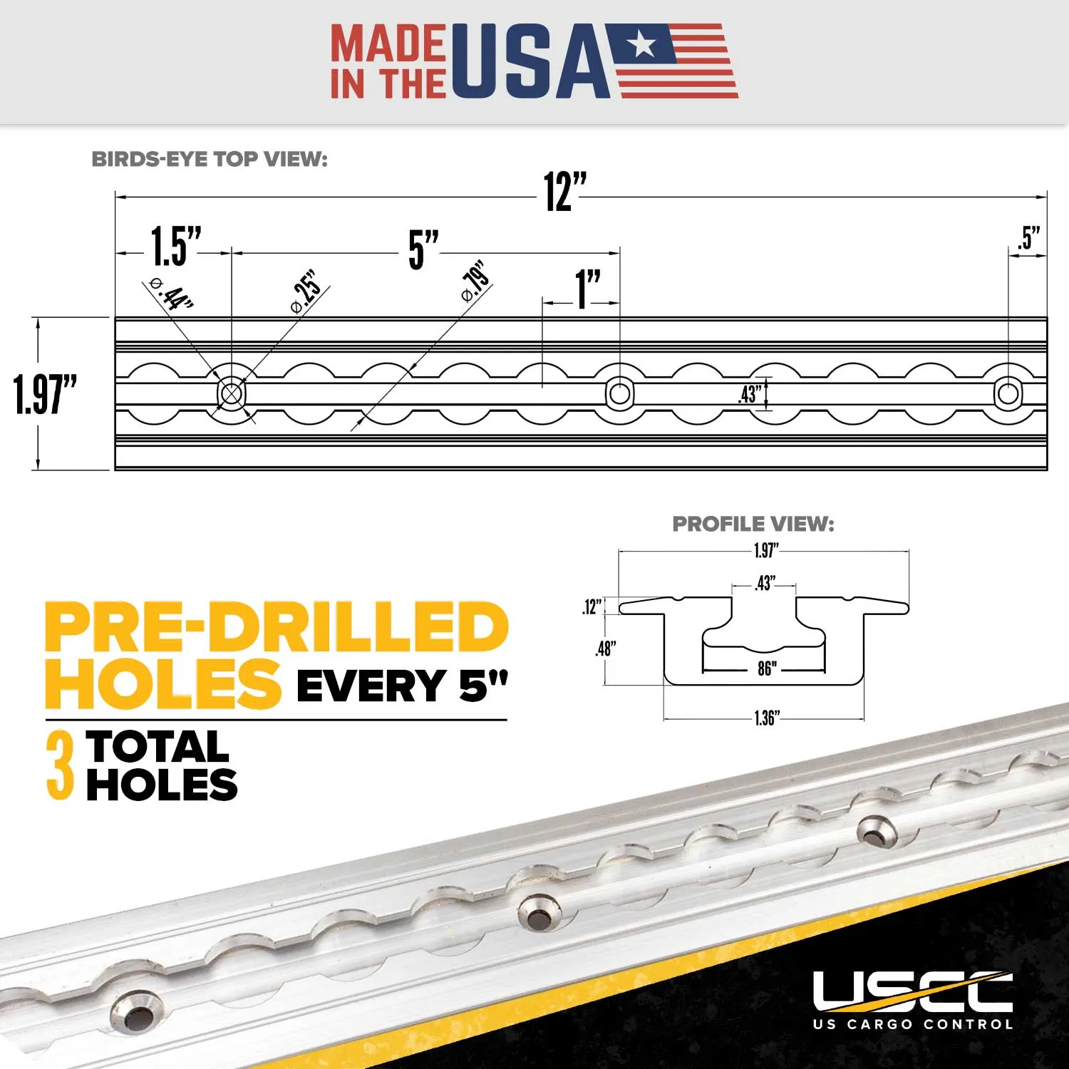 12" Flanged L-Track | Aluminum