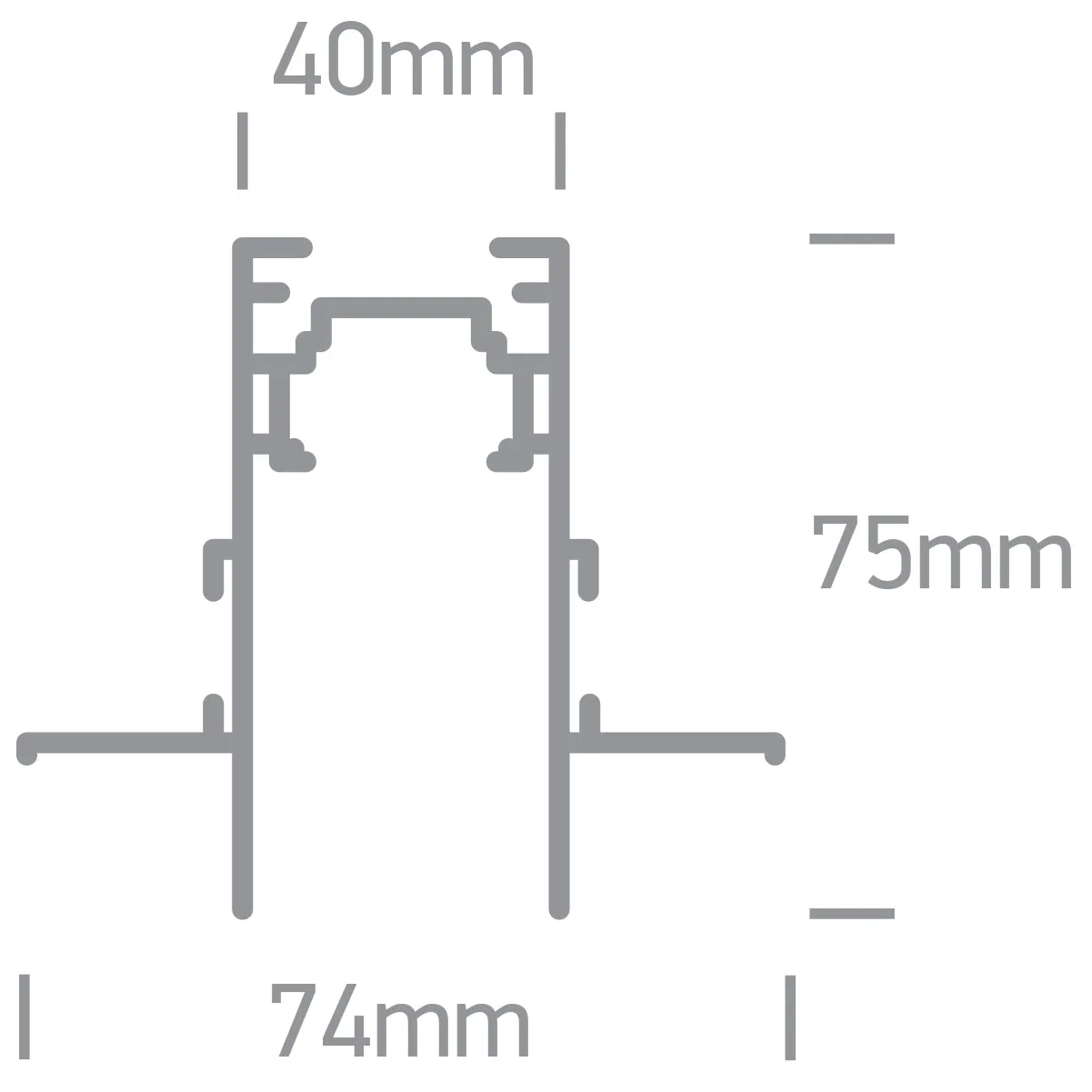 42002TR  BLACK MAGNETIC TRIMLESS Track 2m 48v