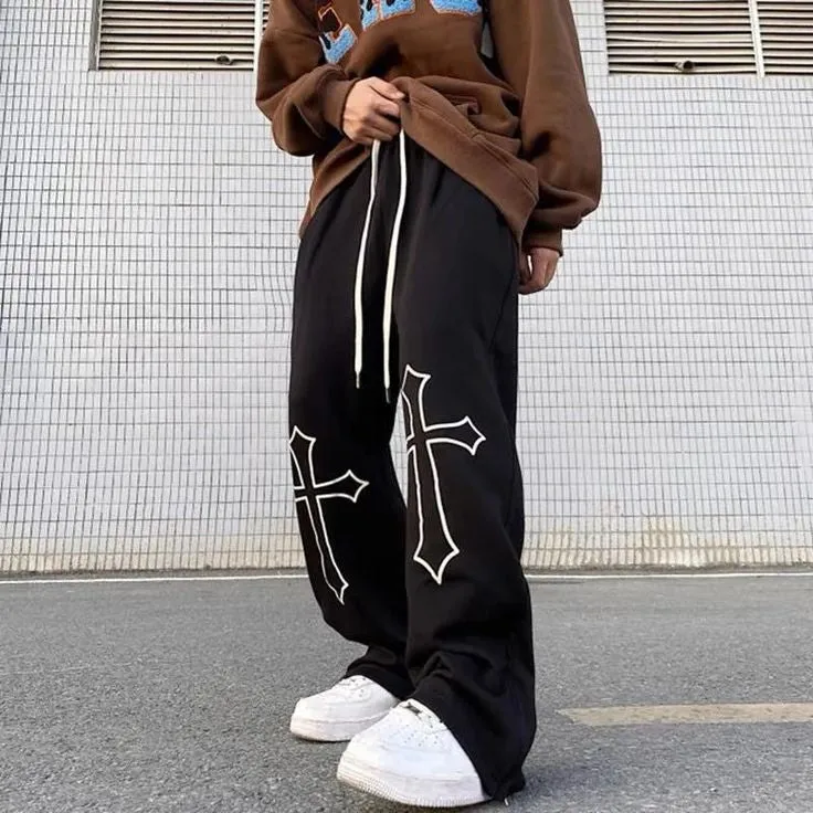 Aesthetic Cross Baggy Straight Fit Track pant