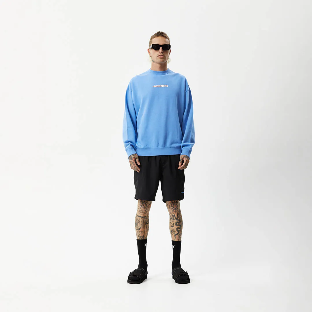 AFENDS Mens Liquid - Crew Neck Jumper - Arctic