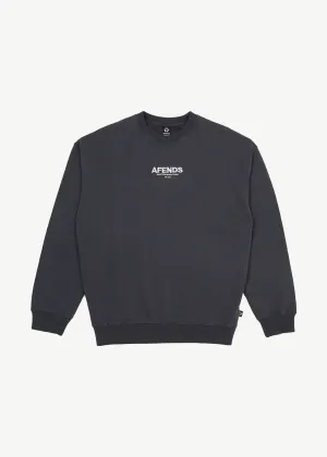 AFENDS Mens Vinyl - Crew Neck Jumper - Charcoal