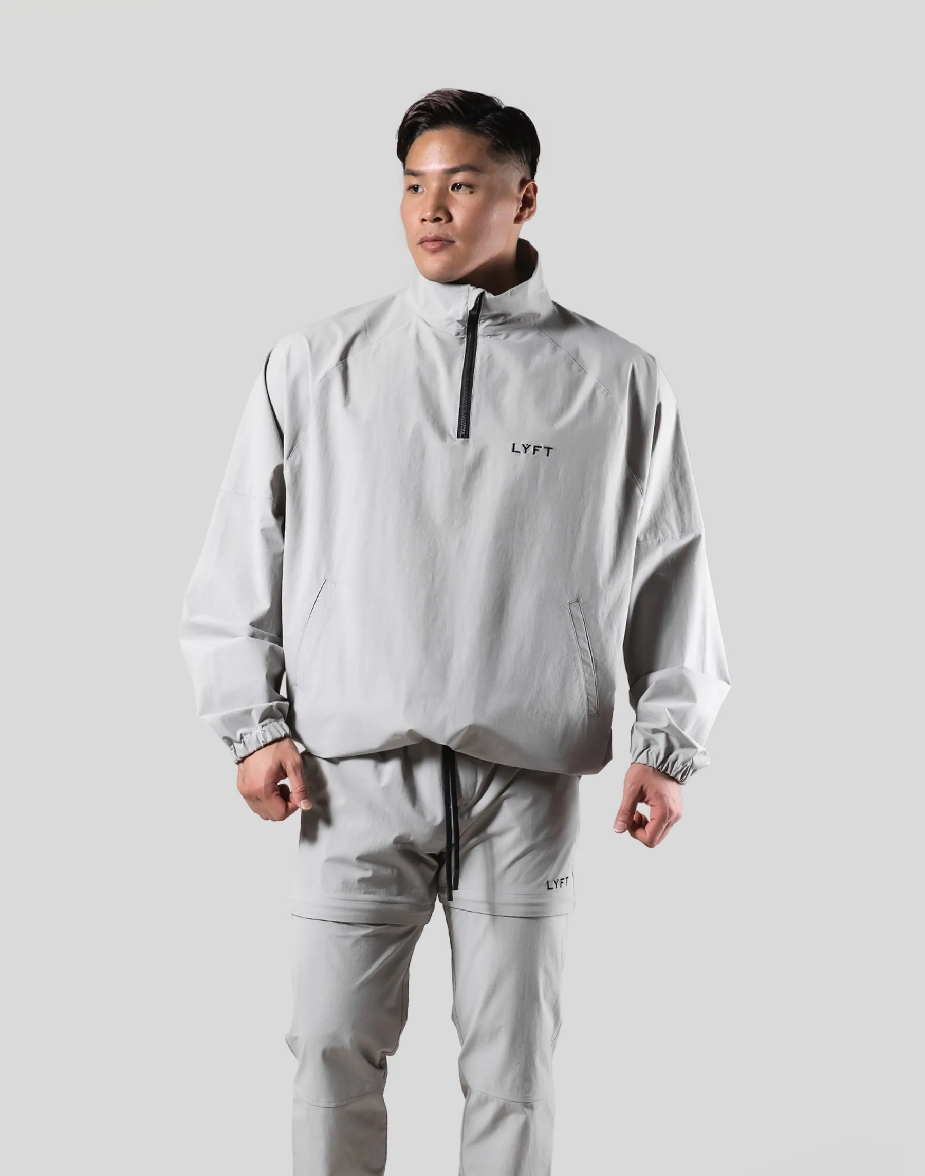 Back Message Half Zip Track Jacket - Grey