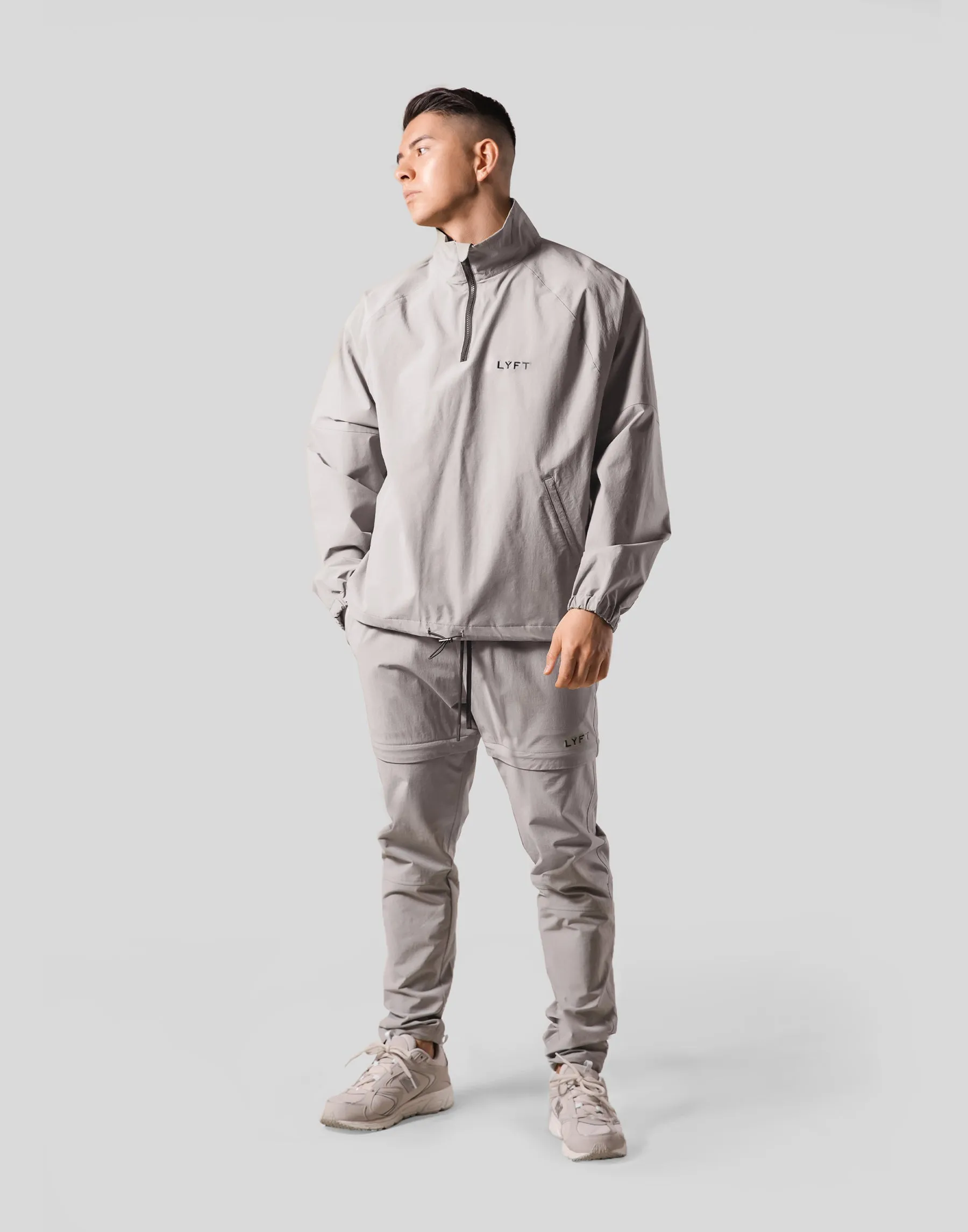 Back Message Half Zip Track Jacket - Grey