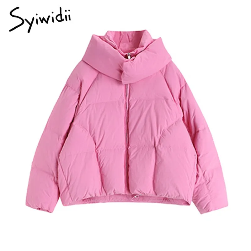 Back to College Joskaa Pink Winter Jacket Women Oversized Loose Autumn Ladies Coats Harajuku Korean Fashion 2024 New Streetwear Warm Outerwear