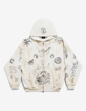 Balenciaga Off White Tat Zip-Up Medium Hoodie