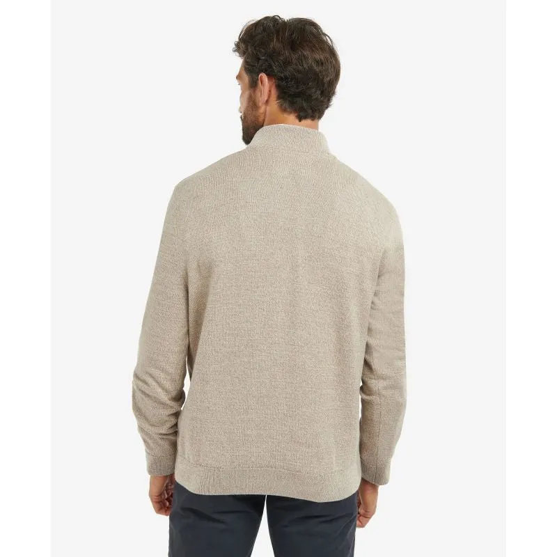 Barbour Firle Cotton Cashmere Mens 1/4 Zip Jumper - Stone Marl