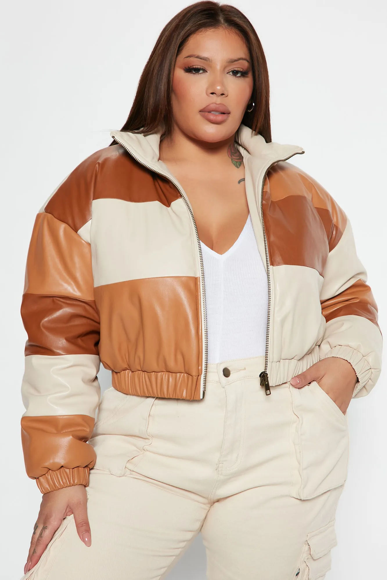 Beat The Chill Puffer Jacket - Brown Combo