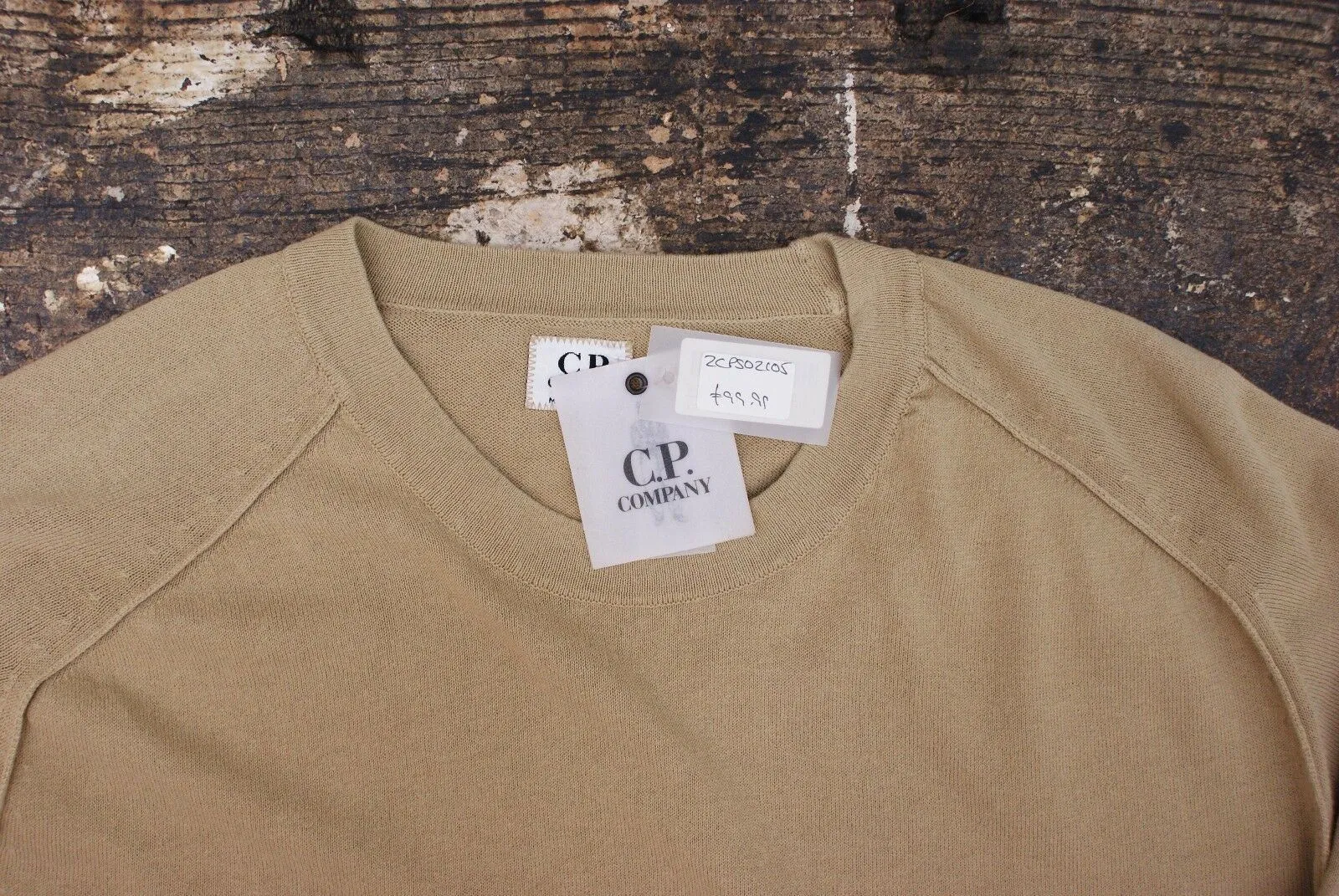 Beige Cotton Jumper With Inverted Seams