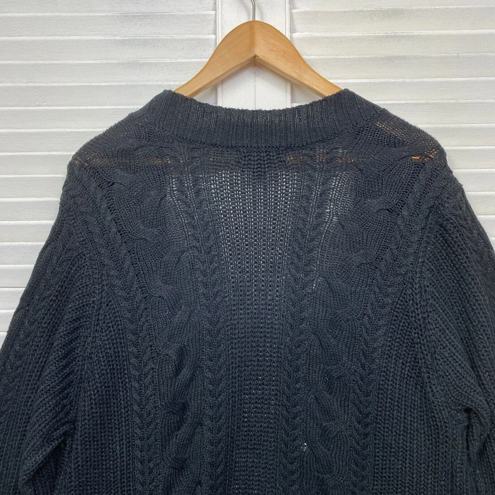 Beme Cardigan 16 Plus Small Black Long Sleeve Open Knit Jumper Chunky Preloved