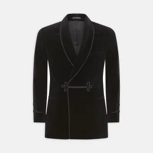 Black Double Breasted Velvet Smoking Jacket