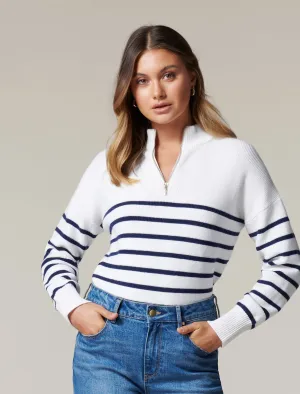 Blake Zip Stripe Knit Jumper