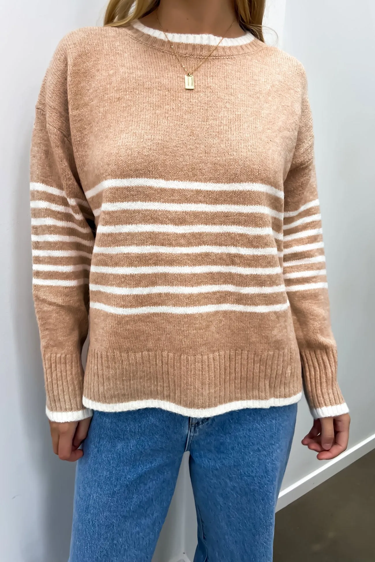 Blakely Knit Jumper Camel White