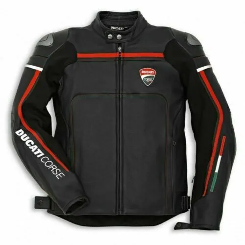 BRAND NEW DUCATI CORSE C4 MOTORCYCLE LEATHER RACING JACKET CE APPROVED