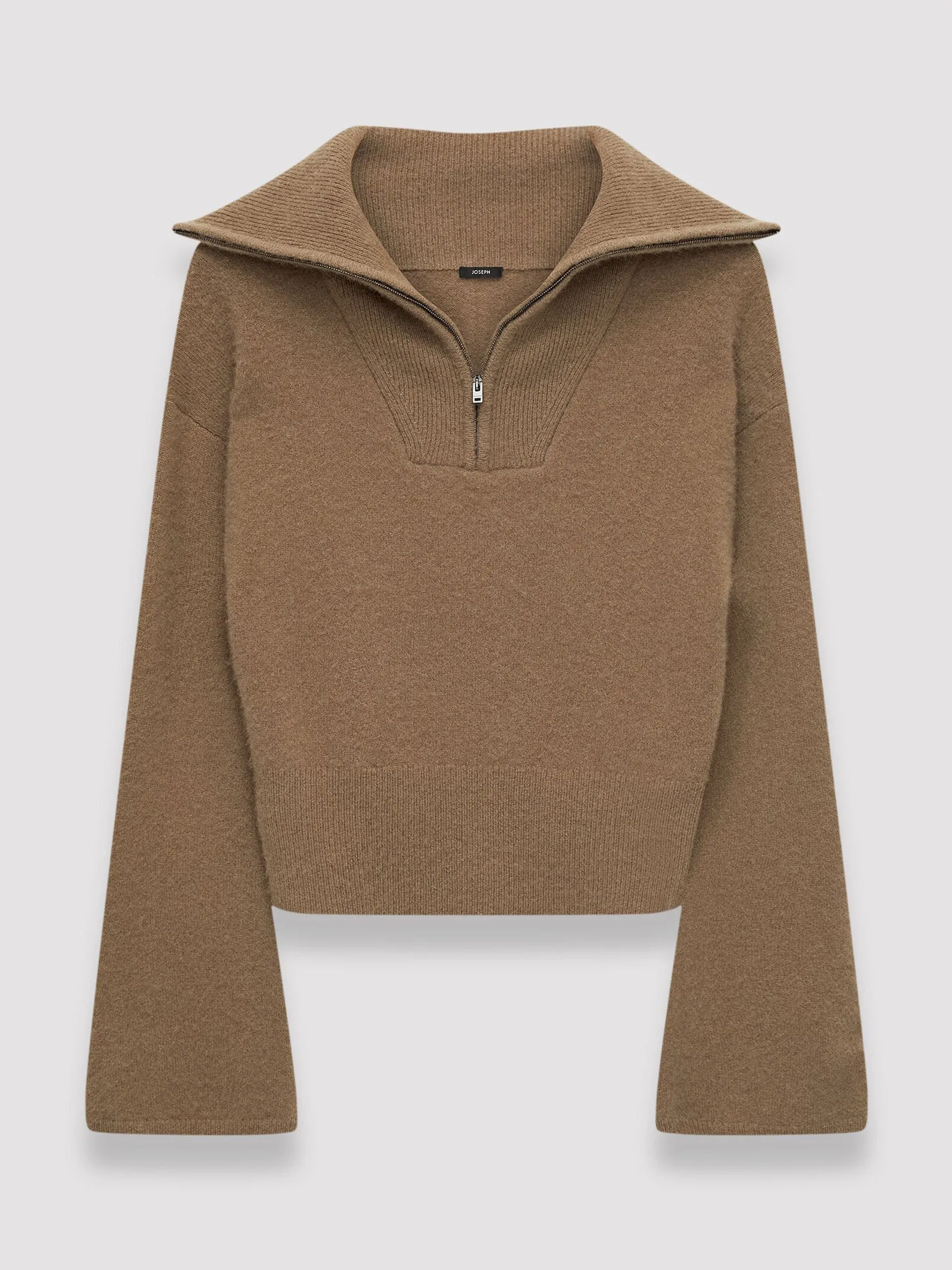 Brushed cashmere half zip jumper