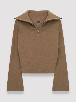 Brushed cashmere half zip jumper