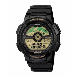 Casio World Timer Digital Black Resin Strap Watch  | AE-1100W-1BVDF