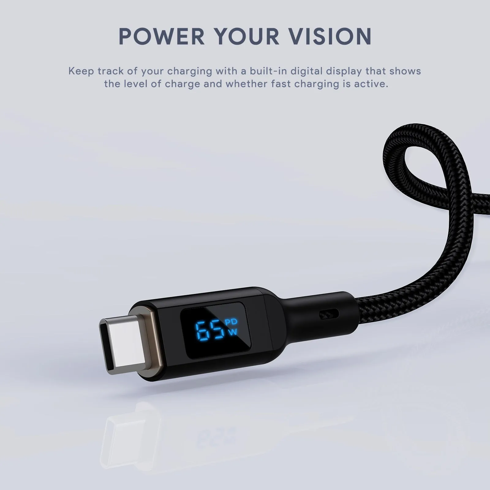 CB-MCC101 Circlet Blink 100W Nylon Braided USB C to C Cable with LCD Display