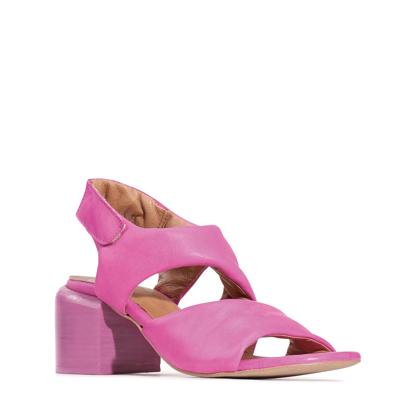 CHARBEL LEATHER BLOCK HEEL SANDALS