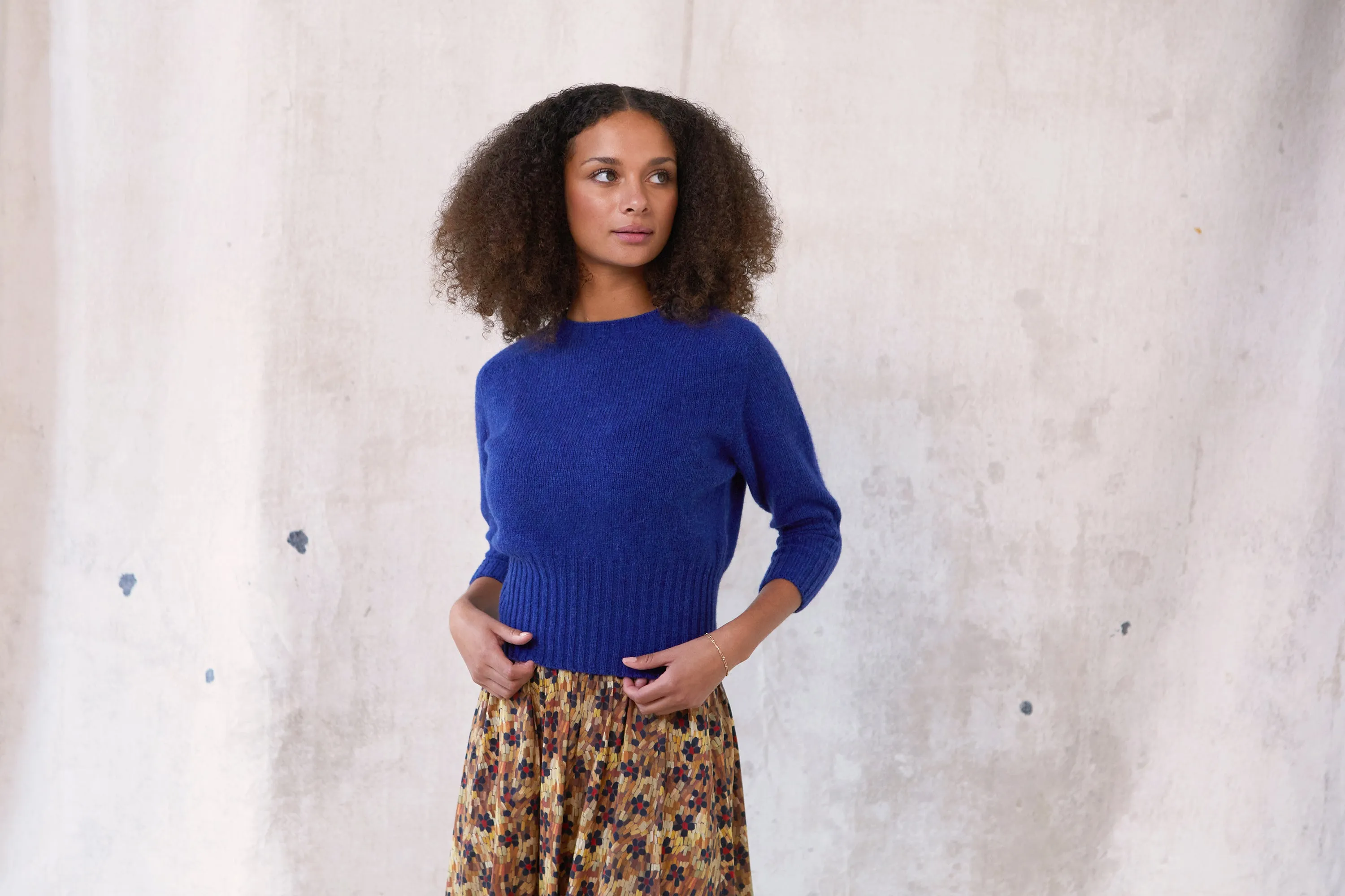 Cobalt Cropped Wool Jumper