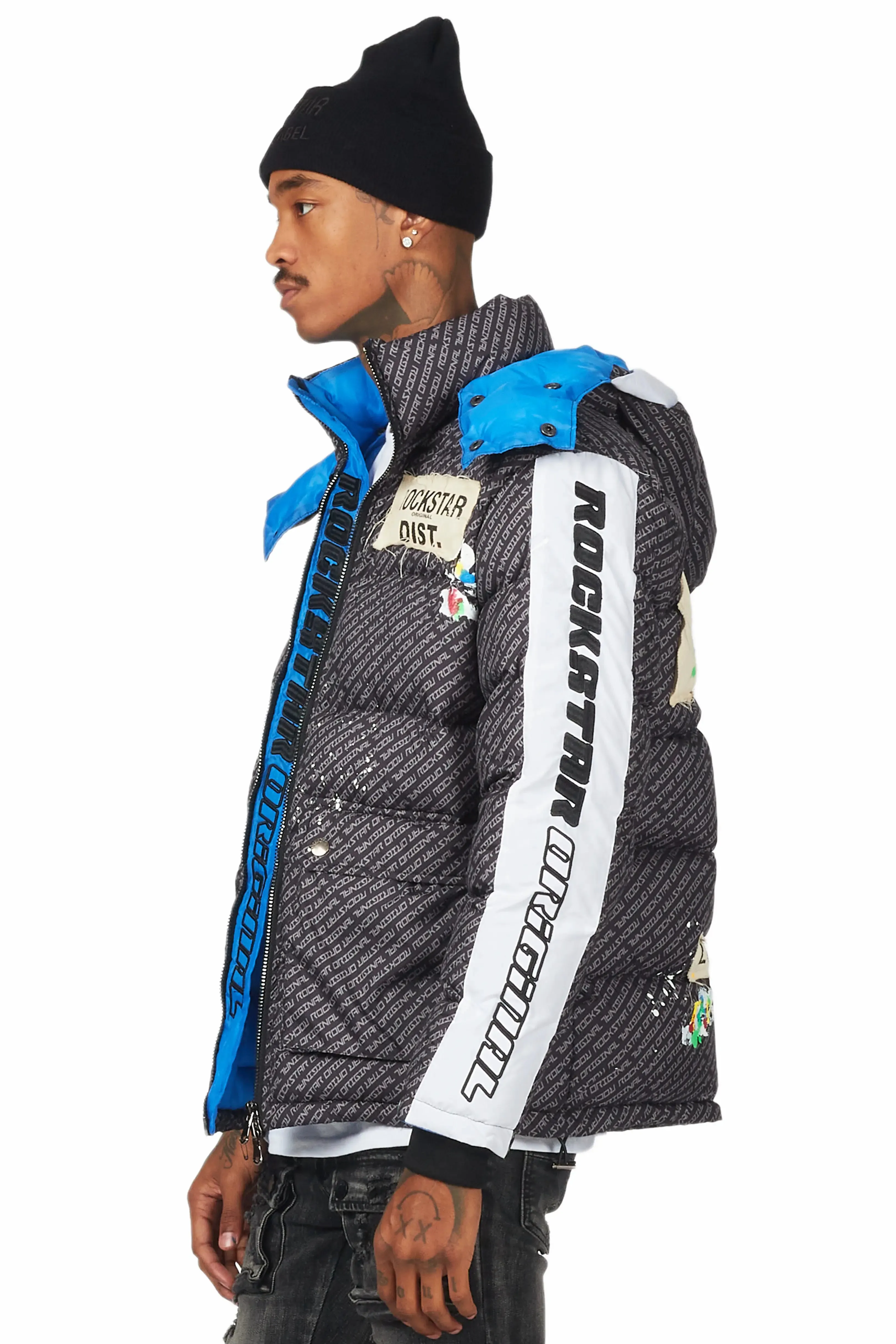 Connor Black Patchwork Puffer