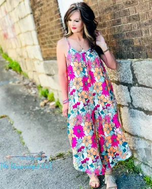 Cover Me Retro Pink Floral Baggy Romper