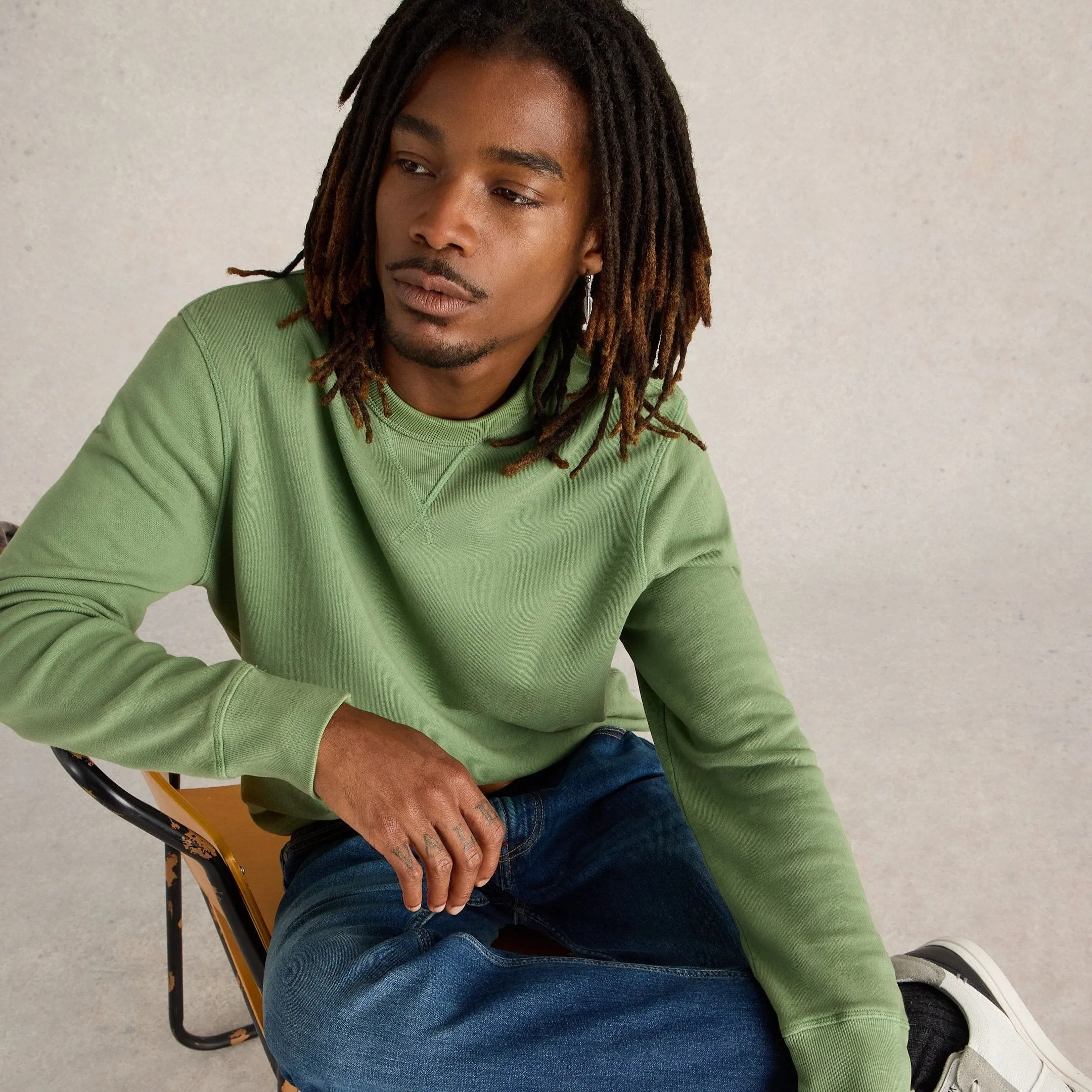 Crew Neck Sweater - Mid Green