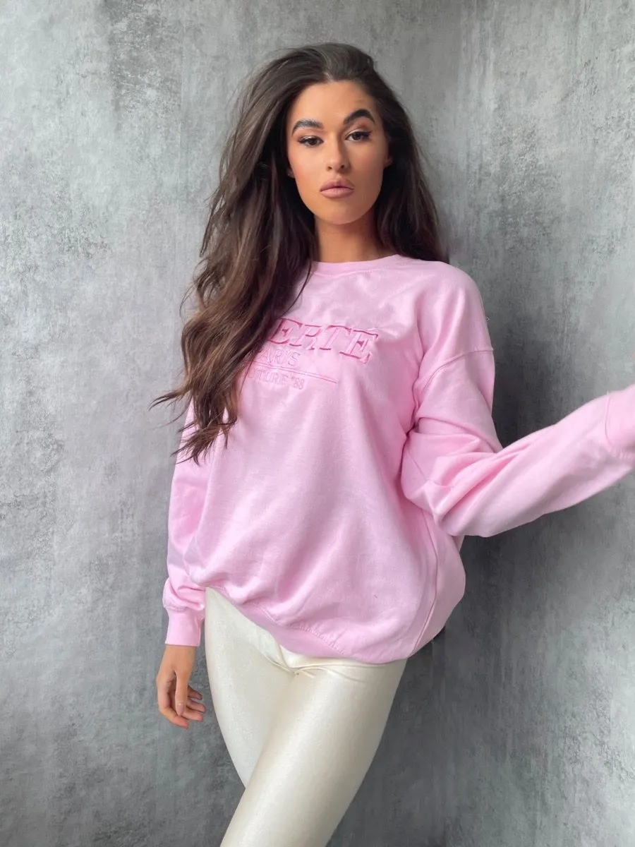 Debra Embroidered Liberte Sweatshirt Jumper In Pink