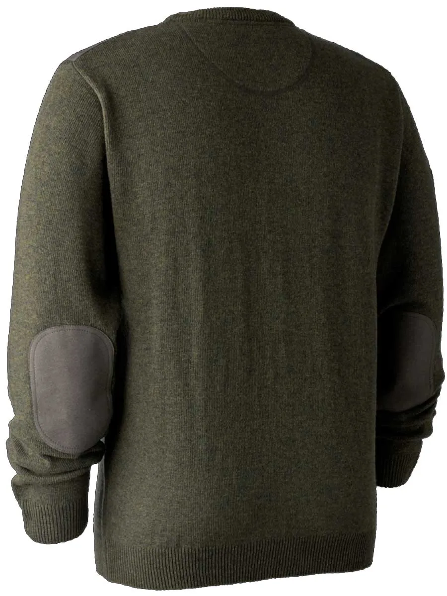 DEERHUNTER Sheffield Knit O-Neck Jumper - Mens - Green Melange