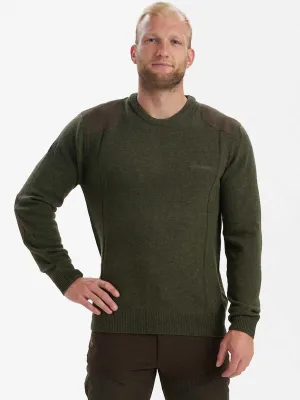 DEERHUNTER Sheffield Knit O-Neck Jumper - Mens - Green Melange