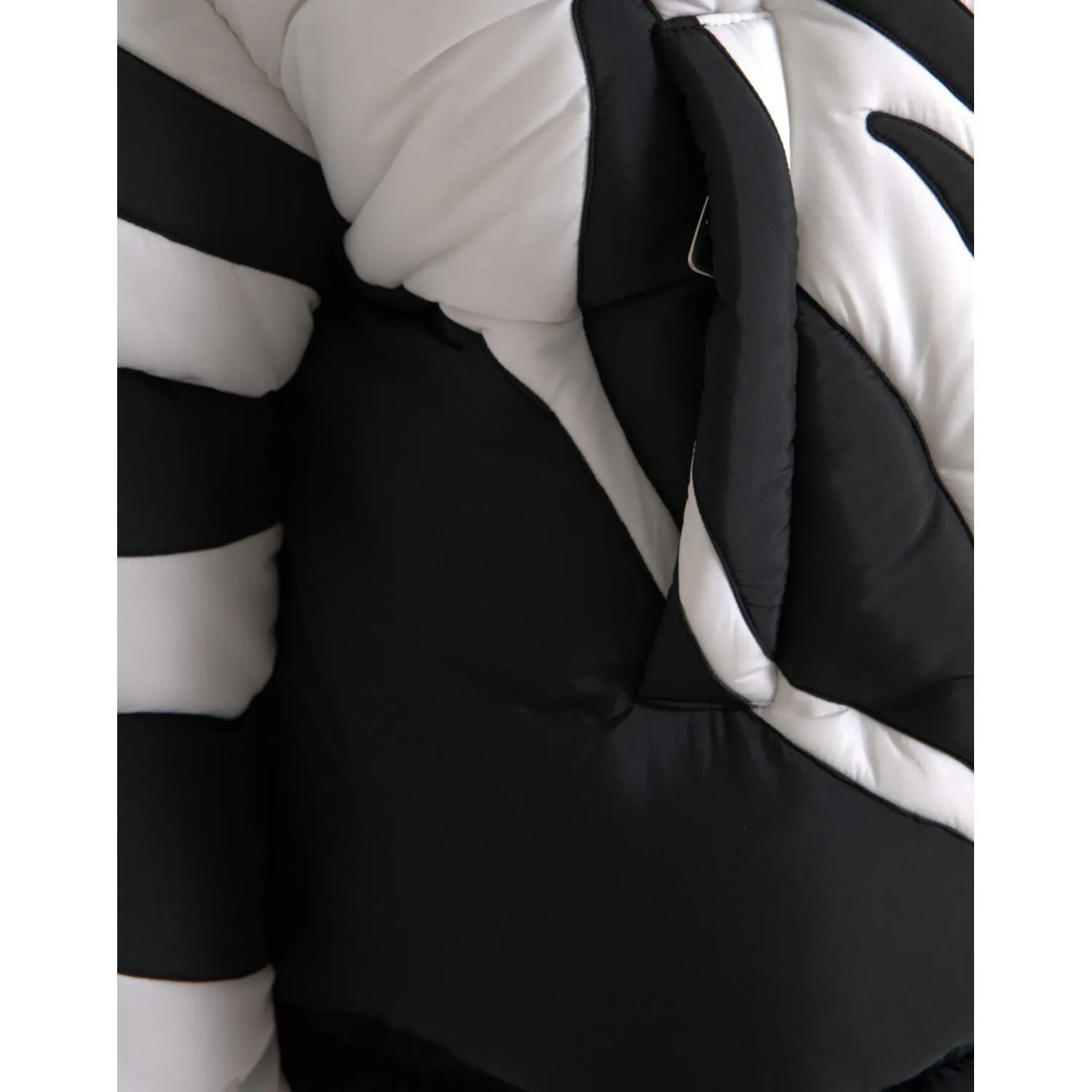 Dolce & Gabbana Black White Stripes Hooded Puffer Jacket