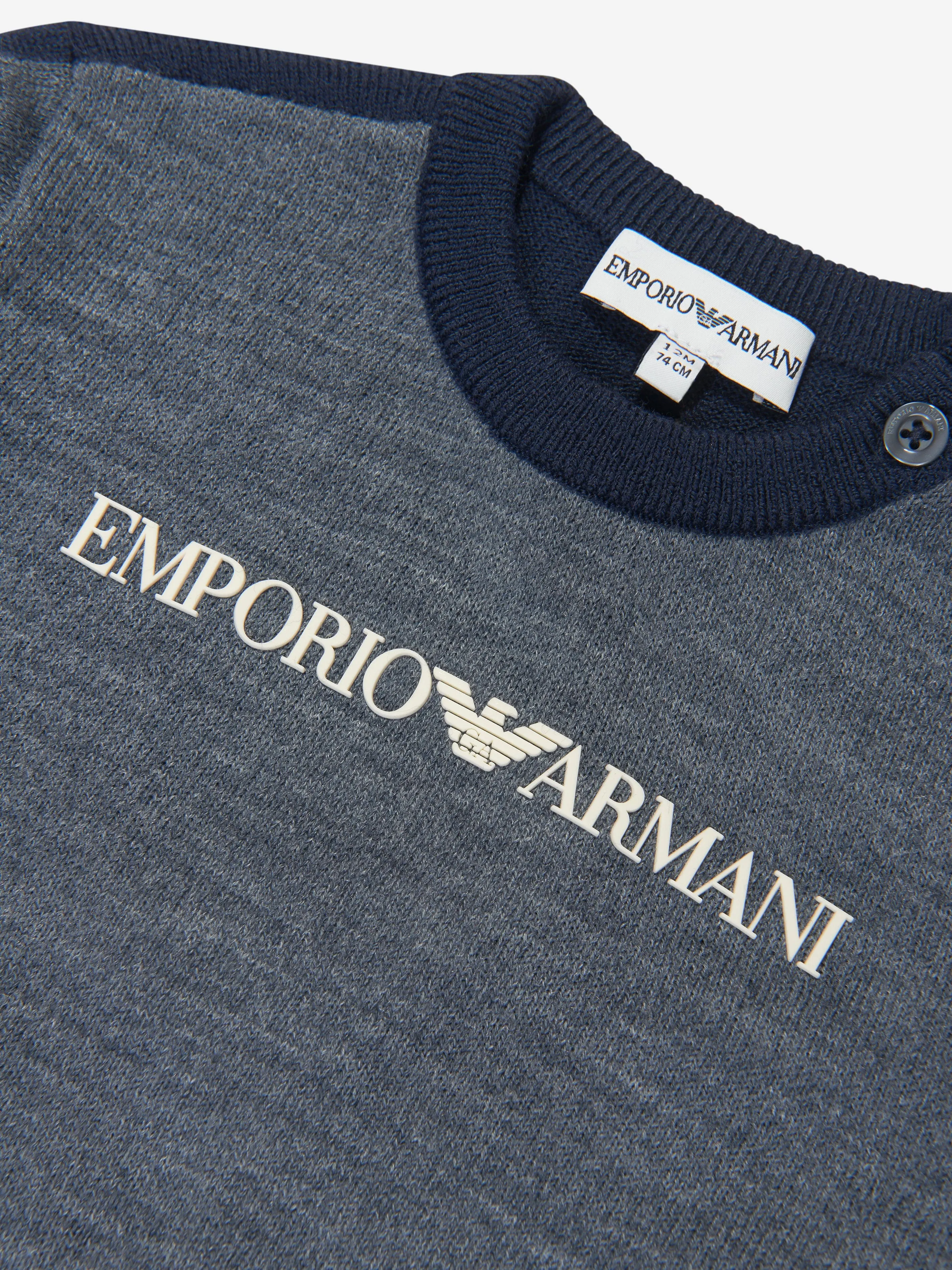 Emporio Armani Baby Boys Wool Jumper in Grey