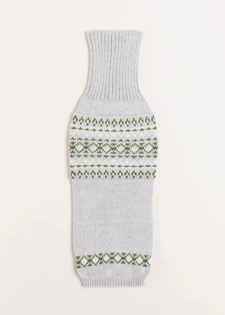 Fair Isle Dog Jumper in Grey (S-M)