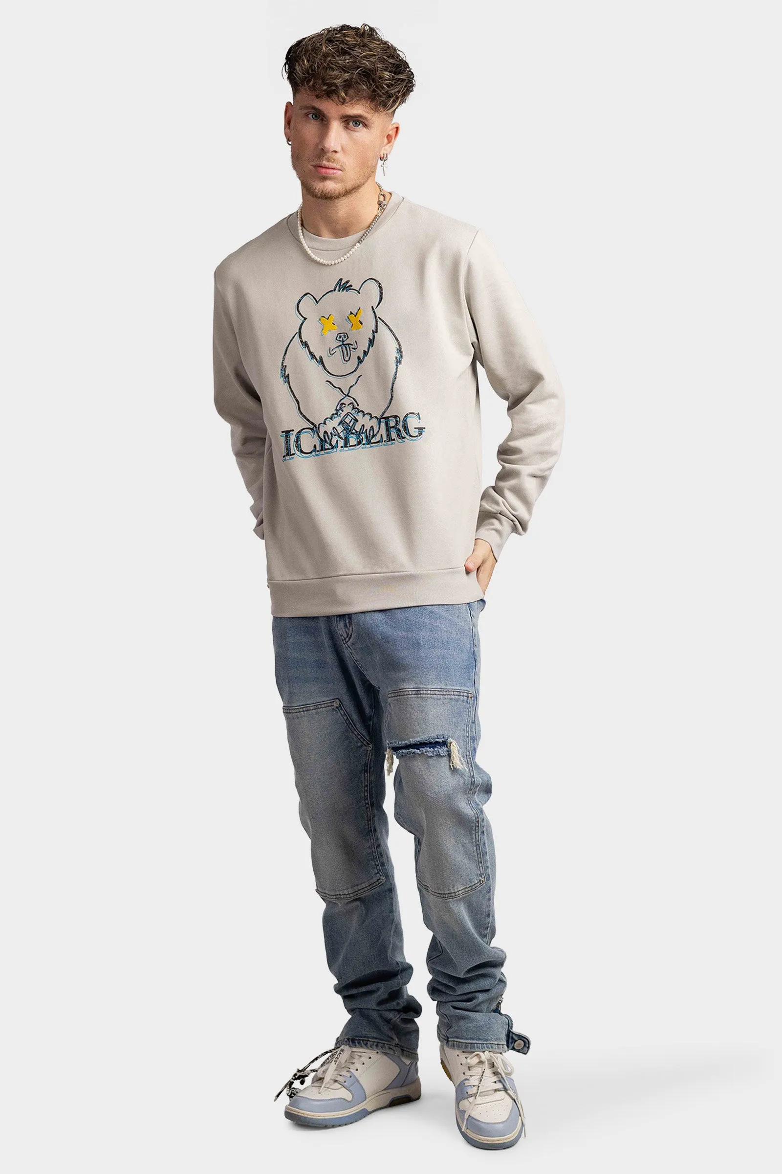 Felpa Bear Logo Sweatshirt (Grey) - I24E01563411323