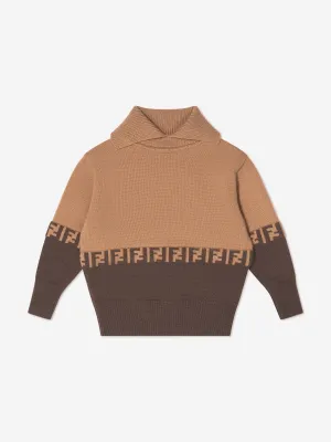 Fendi Boys Wool And Cashmere Roll Neck Jumper