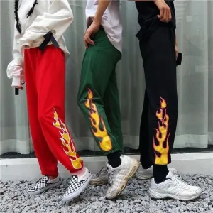 Flaming Fire Printed Relaxed Fit Track Pant For Men