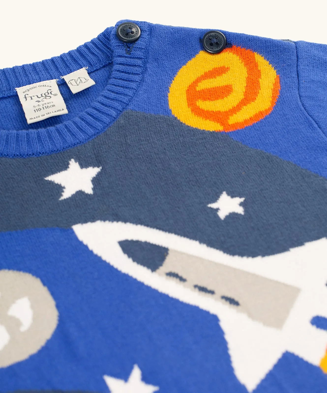 Frugi Elwood Knitted Jumper - Blue Tang/Rocket