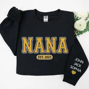 Glitter Nana Est Custom Nana Mimi Grandma With Kids Sweatshirt