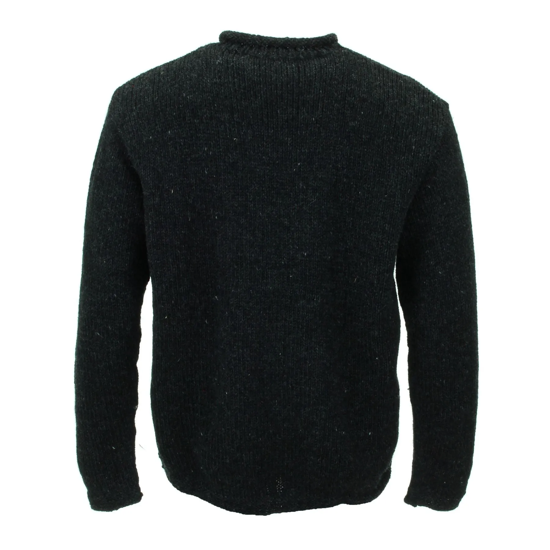 Hand Knitted Wool Jumper - Plain Charcoal