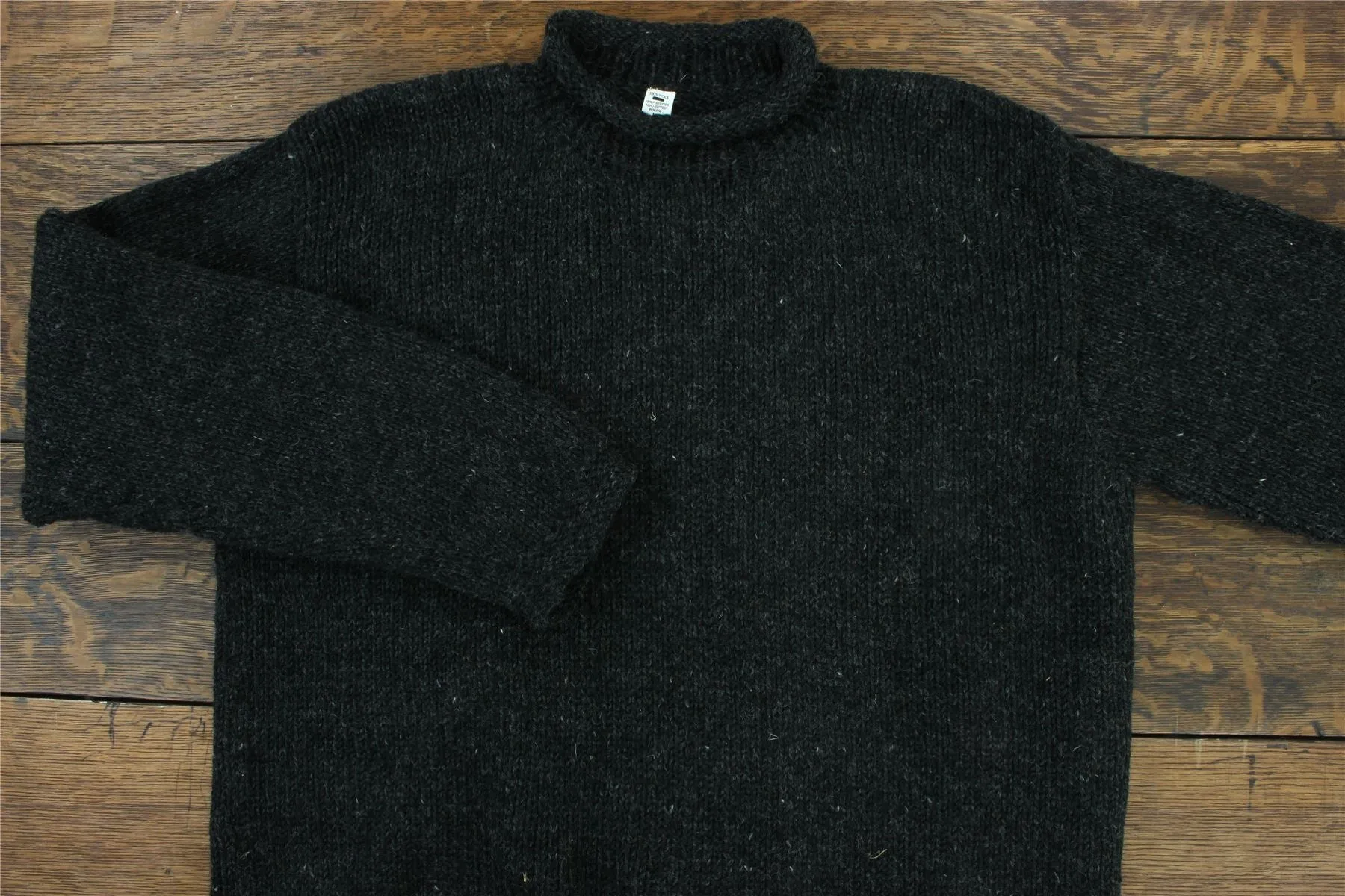 Hand Knitted Wool Jumper - Plain Charcoal