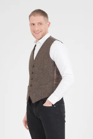 Harris Tweed Iain Waistcoat - Brown Check