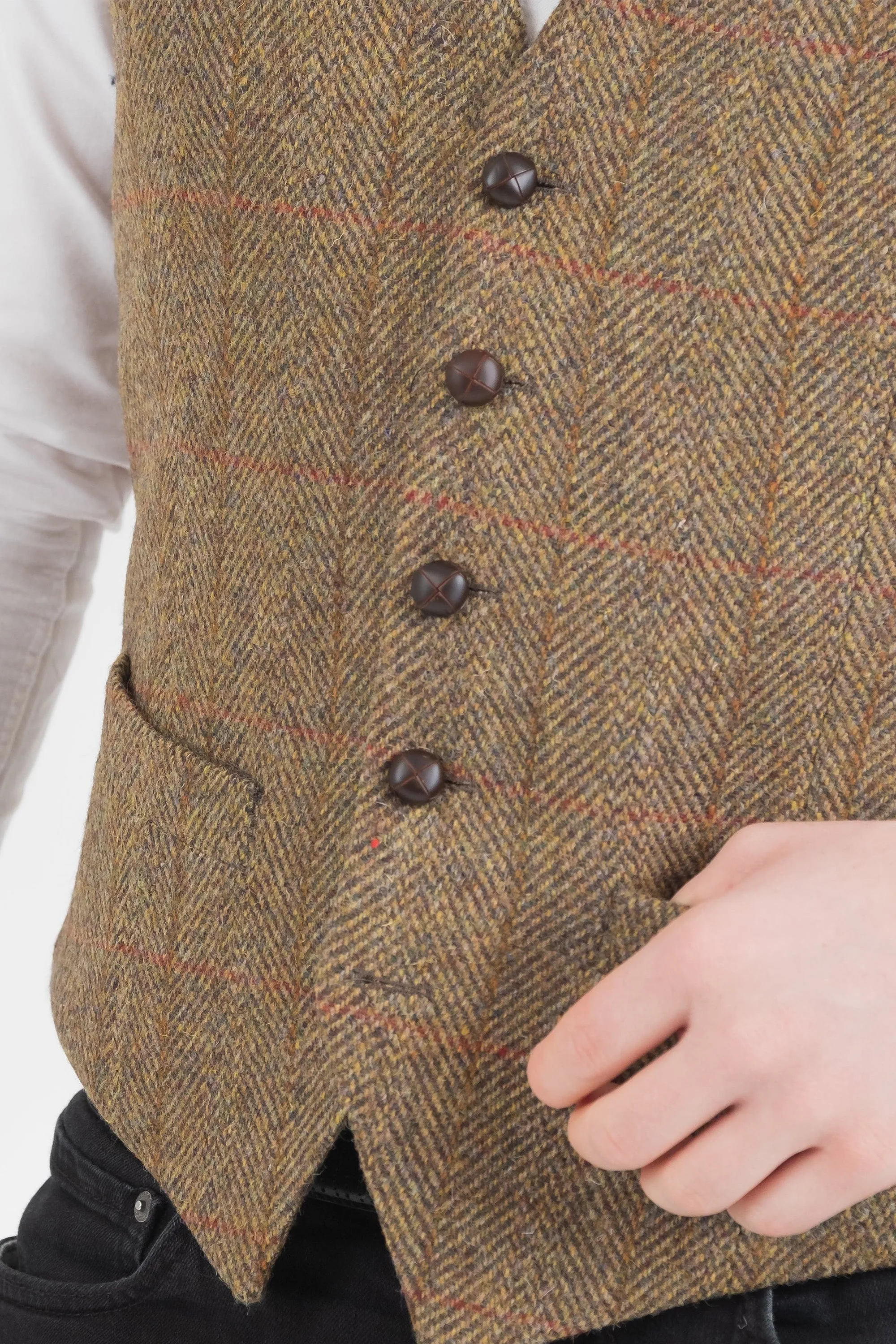 Harris Tweed Iain Waistcoat - Mustard Check