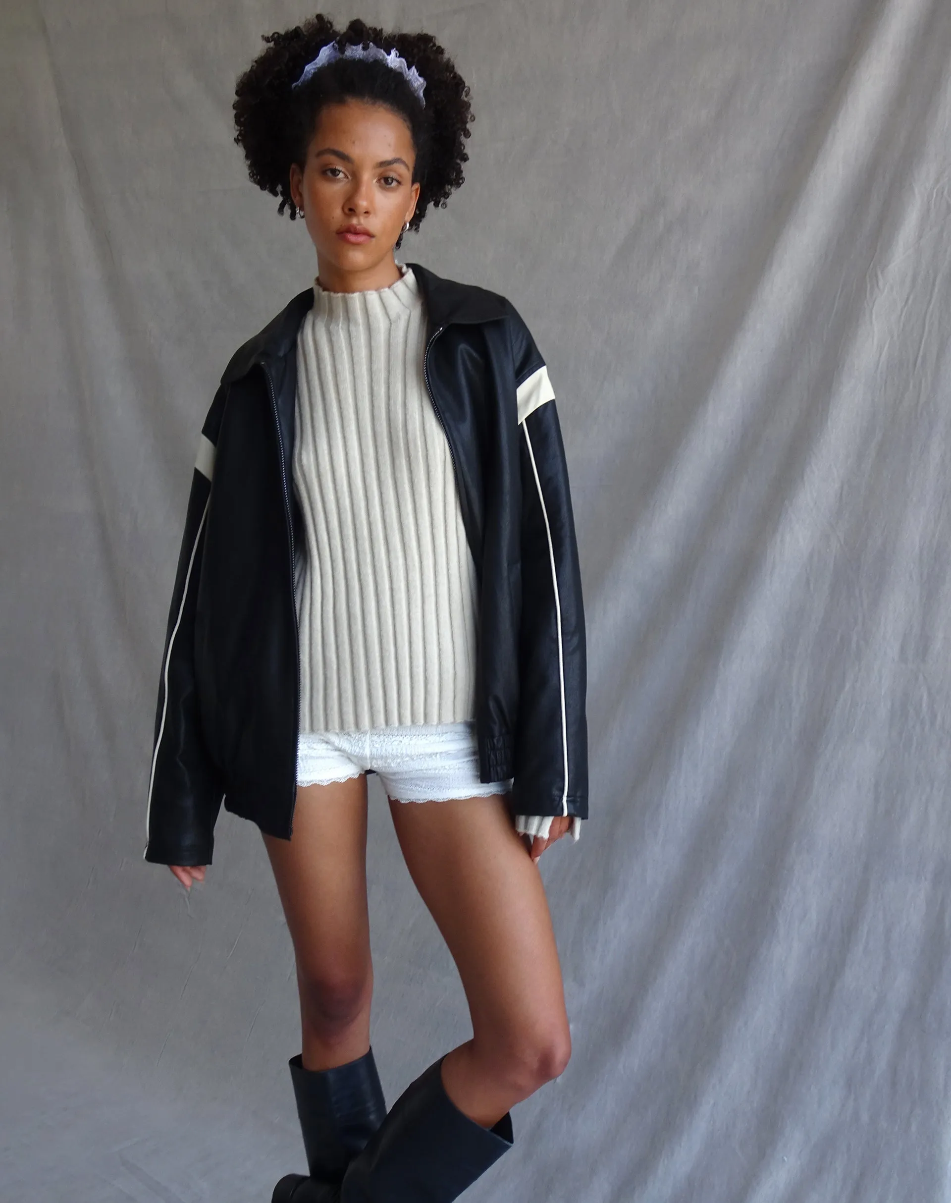 Judah Oversized Chunky Rib Knit Jumper in Ecru