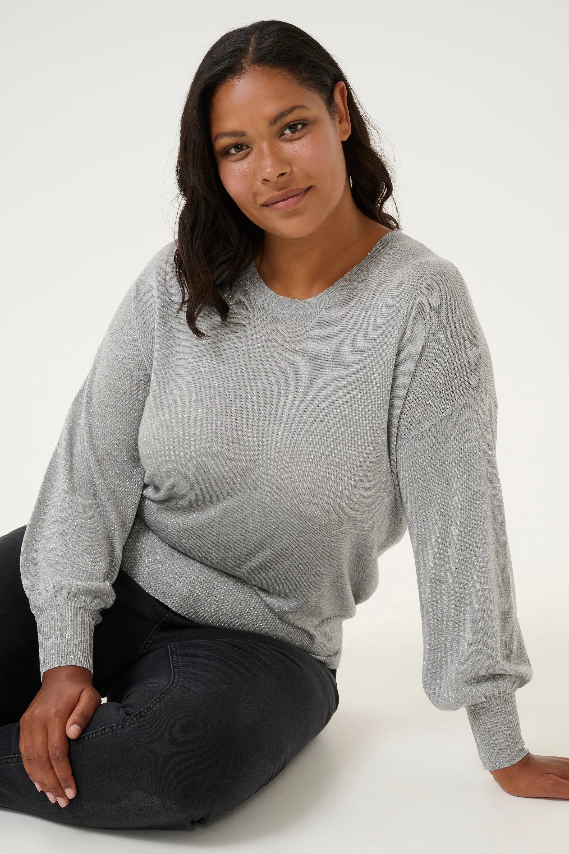 Kaffe Curve Ankia Knit Jumper in Grey