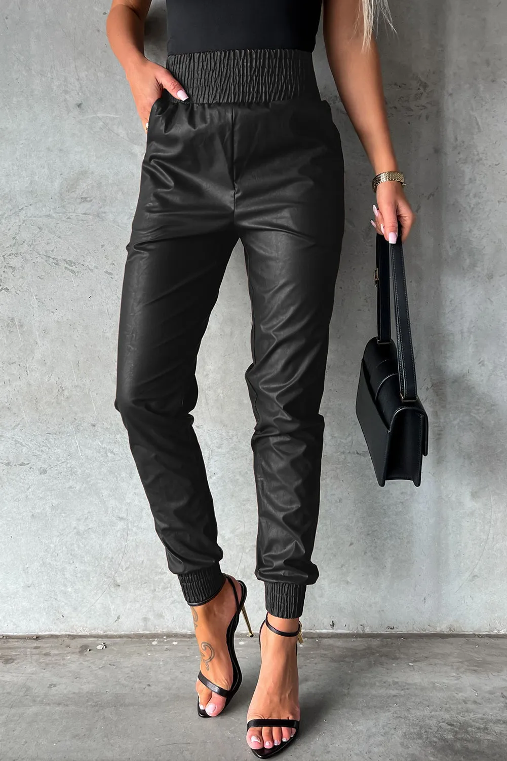 Leather High-Waist Skinny Pants