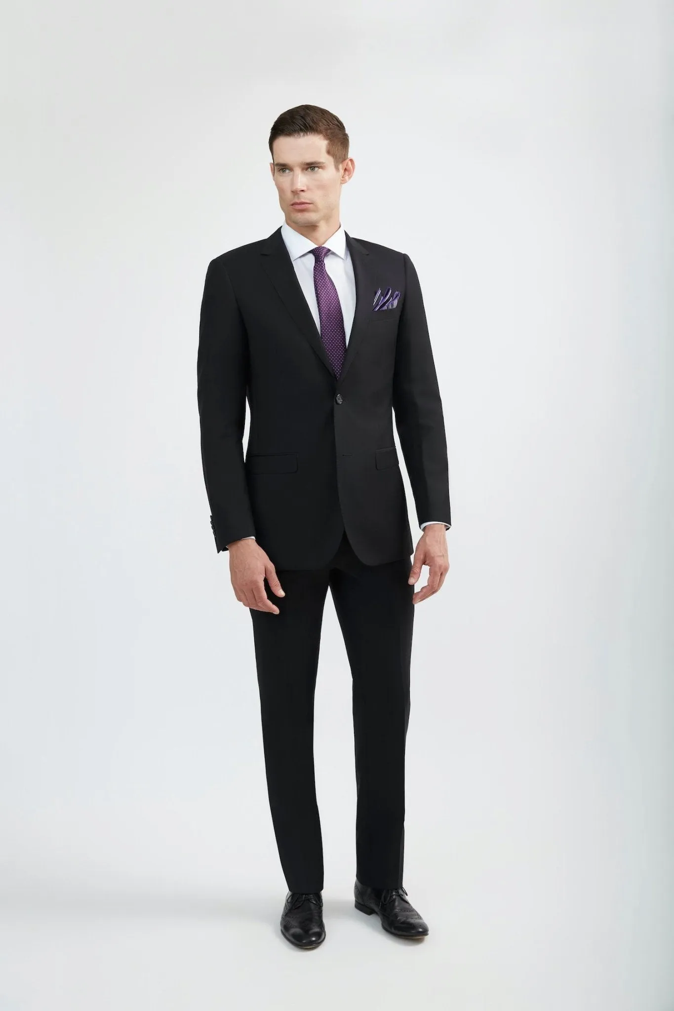 Luxurious 100% Super Fine Italian Wool Black Suit