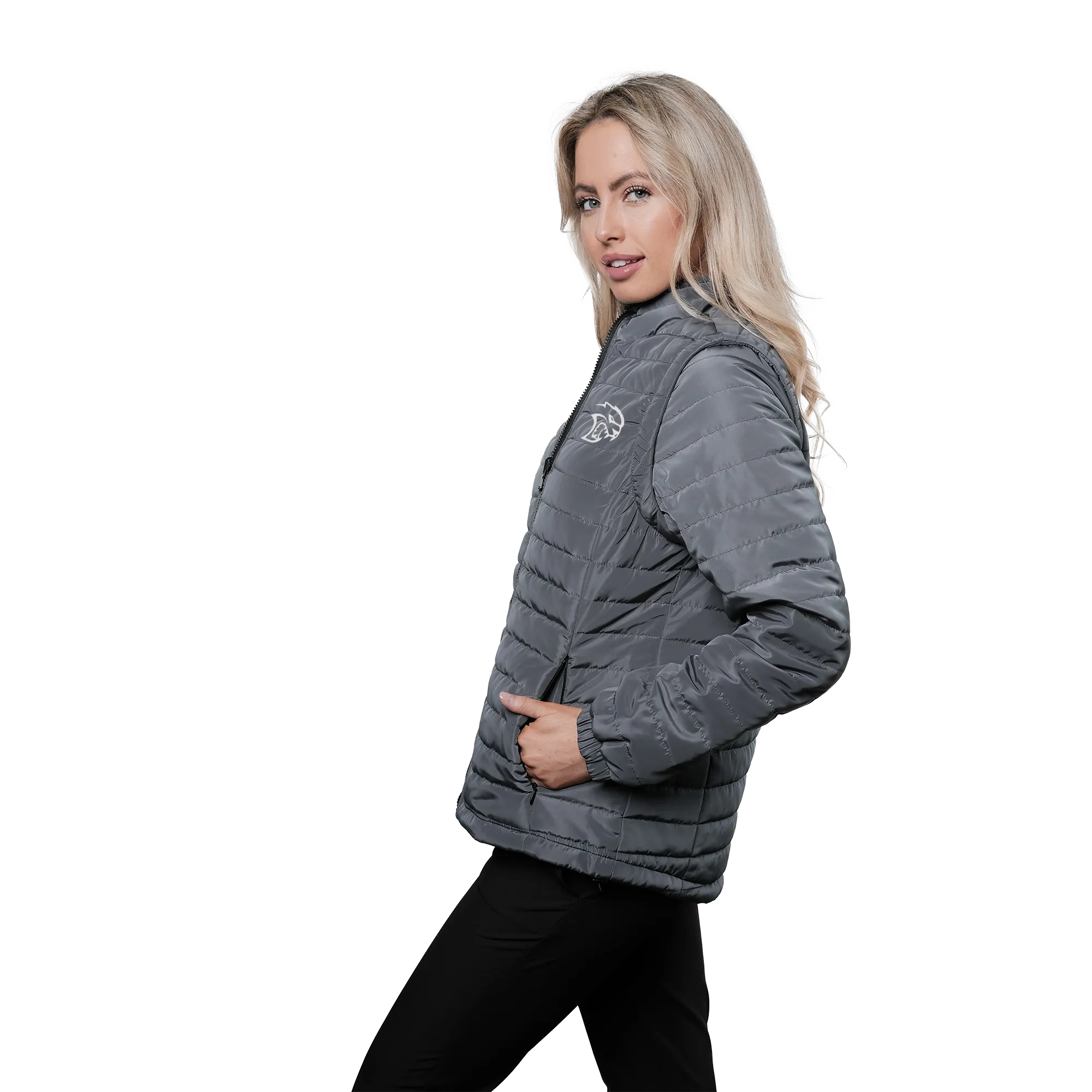 Marwin Sports Dodge Hellcat Puffer Women's Jacket - Gray