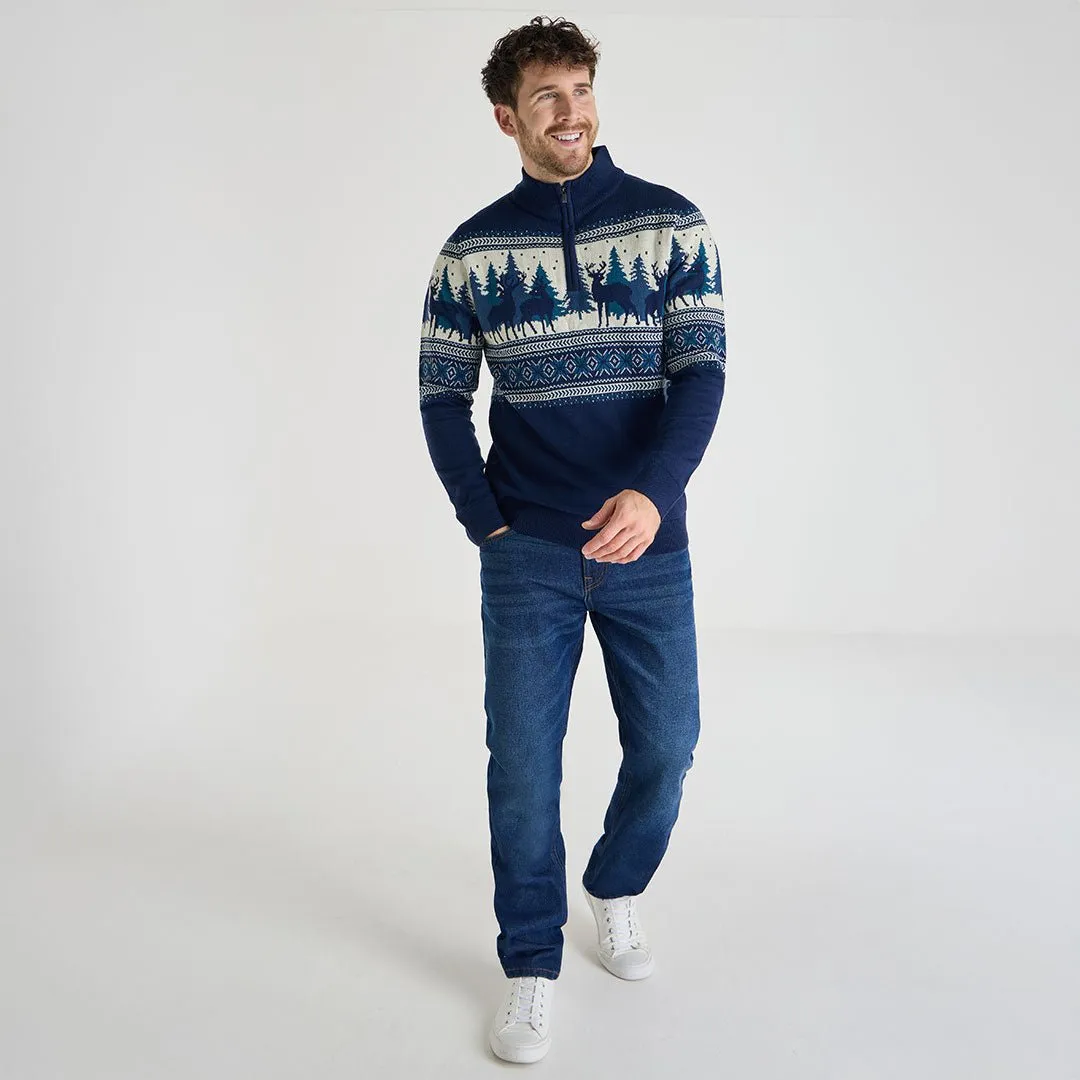 Mens 1/4 Zip Christmas Jumper