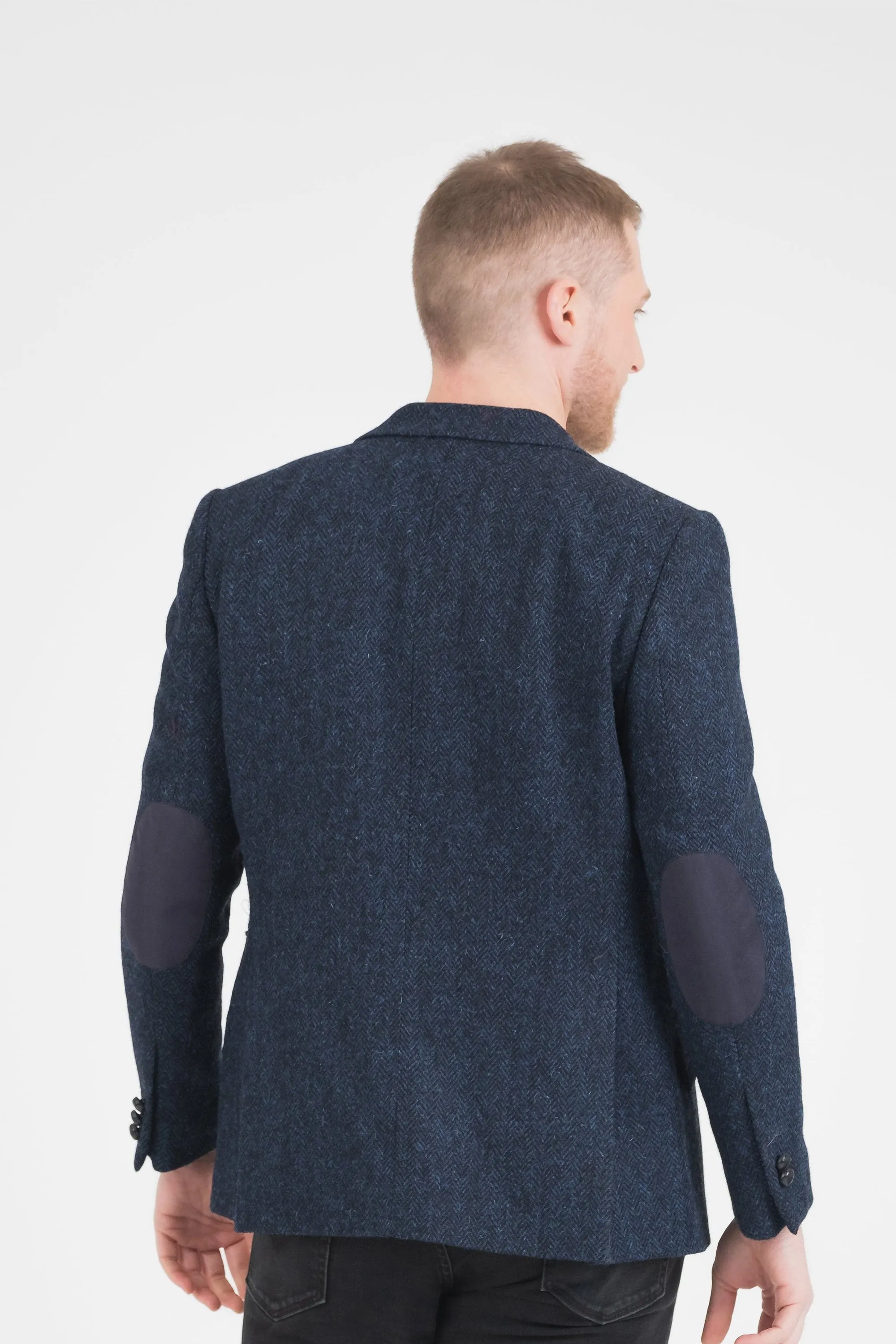 Men's Harris Tweed Patrick Jacket - Dark Navy Herringbone