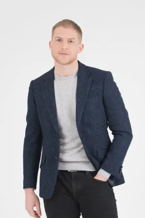 Men's Harris Tweed Patrick Jacket - Dark Navy Herringbone