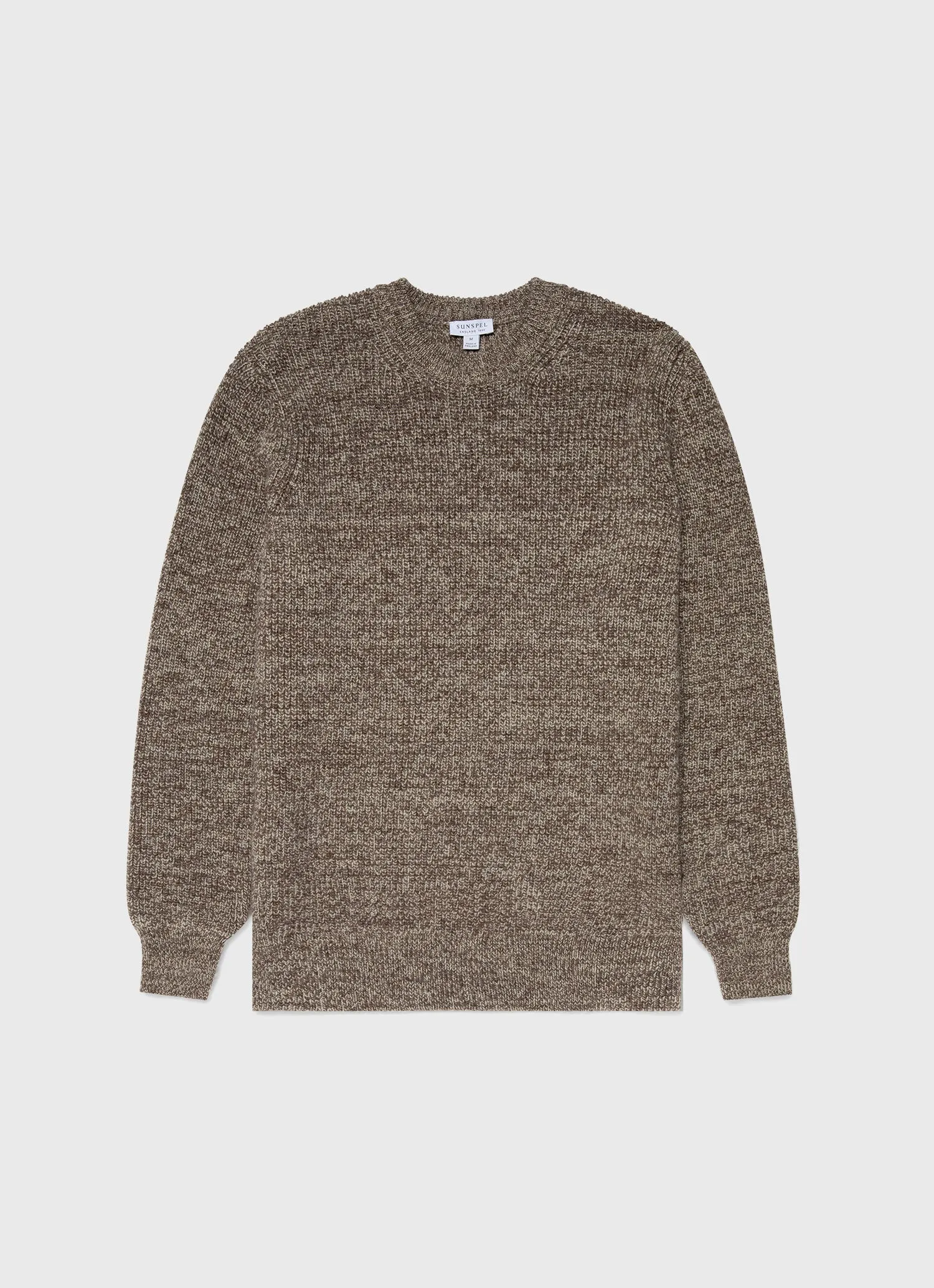 Men's Luxury British Wool Jumper in Natural Ecru/Brown Twist